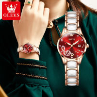 OLEVS 3605 Japan Quartz Women Wristwatch Waterproof Fashion Ceramic Band Watches For Women Luminous Calendar