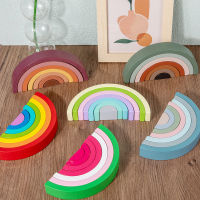 Montessori Baby Rainbow Wooden Building Blocks Creative Stacking Balance Toy Early Education Clour Cognition Puzzle Gift Toy