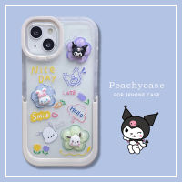 3D ดอกไม้น่ารัก Kuromi Pochacco การ์ตูนขาโทรศัพท์กรณีเข้ากันได้สำหรับ iPhone 13 12 Pro Max 11 Xr Xs Max X ที่มองไม่เห็นพับยึด Soft TPU ปกหลังปลอก