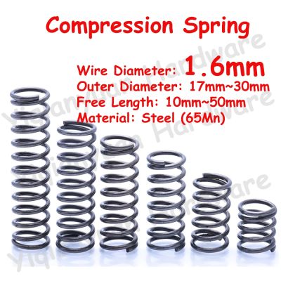 【LZ】 10Pcs Wire Diameter φ1.6mm 65Mn OD17mm 30mm Cylidrical Coil Compression Spring Rotor Return Compressed Spring Release Pressure