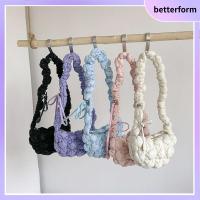 BETTERFORM เสื้อมีจีบ กระเป๋าสะพายไหล่ผ้าควิลท์ คลาวด์ ฟองฟองฟอง ถุงช้อปปิ้งถุง ง่ายๆ สีทึบทึบ กระเป๋าสำหรับเดินทาง ผู้หญิงผู้หญิงผู้หญิง