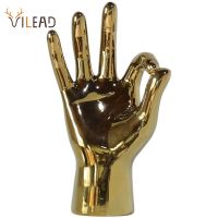 Vlead En พอร์ซเลนรูปปั้นนิ้วมือเครื่องตกแต่งที่ทันสมัยอุปกรณ์ตกแต่งบ้านโต๊ะสำนักงานภายในรูปปั้นสำหรับตกแต่ง