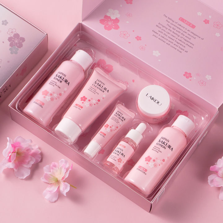 laikou-japan-sakura-skincare-set-hydrating-anti-aging-brightening-repairing-skin-care-6pcs-sets