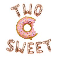 【YF】 1set 16inch rose gold two sweet Letters Foil balloons Donut globos baby shower 1st Birthday party decor toys wedding love gifts