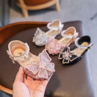 Fashion Style Baby Girl Bow Princess Shoes Pearl Rhinestone Butterfly Sandals For Girls Sequin Dance Performance Shoes For Kids2023