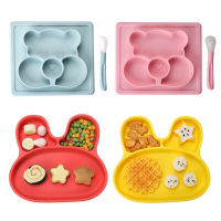 2021 New Bear Shaped Baby Waterproof Training Dinner Plate Non-slip Suction Cup Bowl Children Feeding Tableware BPA Free