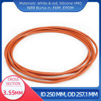 โอริง CS 3.55 มม. ID 250 มม. OD 257.1 มม. วัสดุพร้อมซิลิโคน VMQ NBR FKM EPDM ORing Seal Gask-Lusjeh