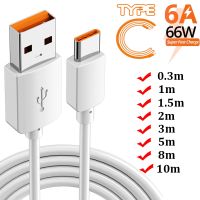 สายที่ชาร์จไฟรวดเร็ว USB เคเบิล6A ชนิด C ที่ชาร์จแบตเตอรี่โทรศัพท์สายสายเคเบิลสำหรับซิงค์ชนิด C สายข้อมูลยาว1ม. 2ม. 10ม.