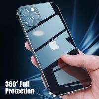 Case for iPhone 14 13 15 Pro Max 15Pro 15 Full Body Protection Case Magnetic Attraction Metal Bumper Front+Back Lens Glass Cover