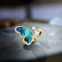 Women 39;s Ring Adjustble With Blue Butterfly Rings Female Romantic Birthday Elegent Gift Simple Gilr Jewelry Fashion A3M465