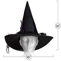 Taffeta Witch Sorceress Hat Halloween ชุดแฟนซีปาร์ตี้เครื่องแต่งกาย Masquerade Feather Rose ดอกไม้สีดำแฟชั่นชี้หมวกของขวัญ