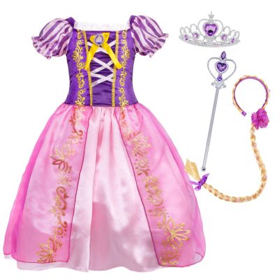 Christmas Costume Girls Long Hair Princess Dress Girls Dress Up Party Costume with Accessories