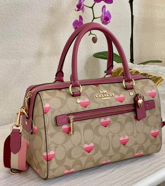 COACH Color-block Coated Canvas Signature With Heart Print Small