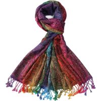 【Miki Xinyuan】 ColourfulPashmina ผ้าพันคอไหม Shawl Stole Headscarf Neck Wear WovenForWomen With Tassel 70X180Cm 200G