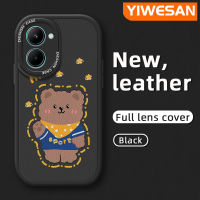 YIWESAN เคสสำหรับ Realme C33,เคสใส่โทรศัพท์หนังดีไซน์ใหม่ลายหมีคลุมทั้งหมดเคสมือถือกันกระแทกป้องกันการตกแบบนิ่มพร้อมเคสป้องกันกล้องเลนส์