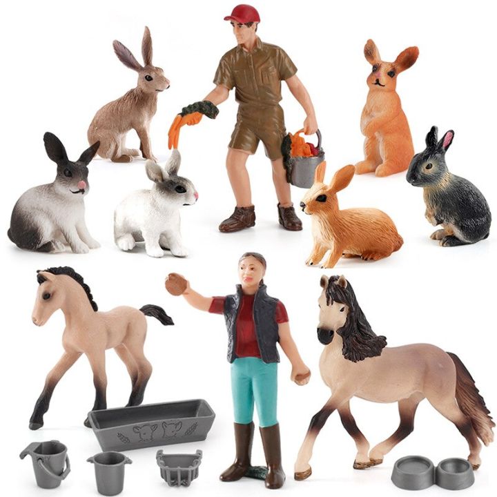 23new-simulation-farm-animal-poultry-animal-husbandry-model-suit-solid-static-shepherd-horse-pig-worker-combination-sand-table