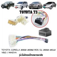 ปลั๊กตรงรุ่นจอแอนดรอย TOYOTA-T3 รุ่นหัวเสียบ3 พอร์ท ไม่ต้องต่อสาย เสียบเข้ากับชุดไฟและลำโพงรถเดิมได้ มาพร้อมคอนโทรลพวงมาลัย 16pin