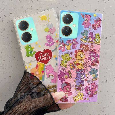 เคสโทรศัพท์มือถือ VIVO Y27 Y36 Y78 4G 5G 2023ใหม่รูปการ์ตูนหมีสายรุ้งเคสซิลิโคนนิ่มฝาครอบโปร่งใสกันกระแทกเคสโทรศัพท์ VivoY36 VivoY27