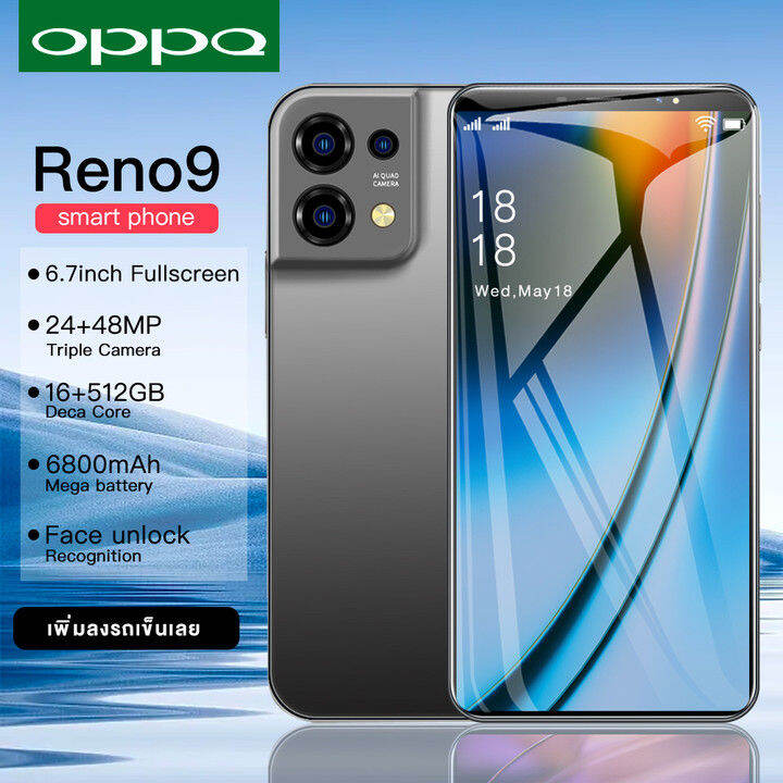 โทรศัพท์มือถือ Oppq Reno9 สมาร์ทโฟน 4G/5G มือถือเต็มจอ6.7 นิ้ว โทรศัพท์บางๆ  คุ้มค่าคุ้มราคา เล่นเกม บลูทูธ เมนูภาษาไทย รองรับแอปธนาคาร แบตเตอรี่6800Mah  ระบบนำทาง Gps สองซิมสแตนคู่ Mobile Phone มือถือราคาถูกๆ  รองรับทุกซิมการ์ดในไทย | Lazada.Co.Th