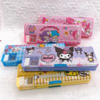 Sanrio เคสดินสอสองหัวสองชั้นสำหรับดินสอเอนกประสงค์เด็กกล่องเครื่องเขียนที่เหลาดินสอ