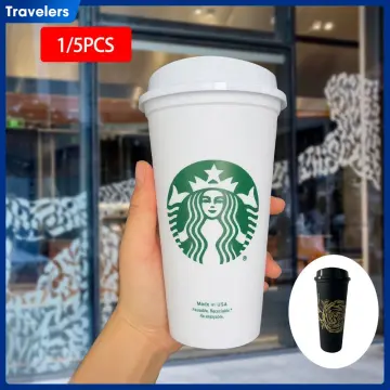 5PCS Starbucks Logo Reusable Plastic Cold Party Cup with Straw 710ml (BRAND  NEW)