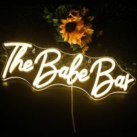 The Babe Bar Neon Sign for Business Wall Decor Acrylic Hanging Neon Signs Bar Shop Restaurant Holiday Party Decor Neon USB