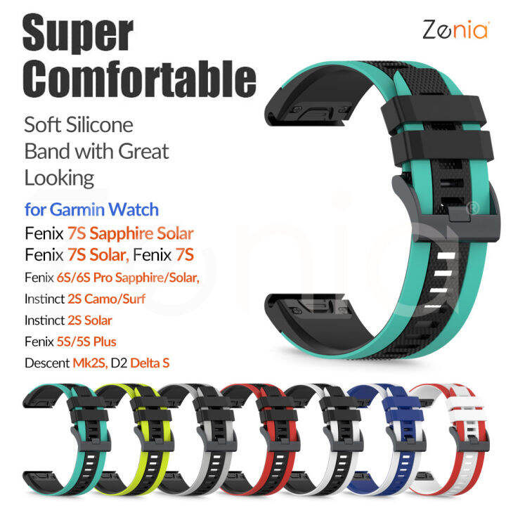 zenia-20มม-quick-release-easy-fit-สองสีผิวเปลี่ยนสายนาฬิกาซิลิโคนสำหรับ-garmin-fenix-7s-6s-pro-sapphire-solar-5s-plus-descent-mk2s-instinct-2s-camo-surf-d2-delta-s-instinct2s-fenix7s-fenix6s-fenix5s-อ