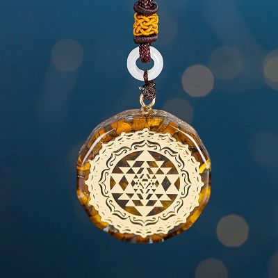Reiki Healing Natural Orgonite Stone Necklaces Yellow Gravel Quartz Pendulum Tiger Eye Orgone Crystal Pendant Necklace Amulet