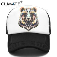 【KFAS Clothing Store】 CLIMATE Bear Trucker Cap Cool Forest Bear Cap Men Brown Bear Hunt Hunting Hip Hop Hat Baseball Cap Cool Summer Mesh Cap