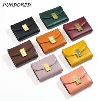 PURDORED 1 Pc 8 Colors Mini Women Card Holder PU Leather Short Business Credit Card Wallet Female Slim Card Change Coin Purse Card Holders