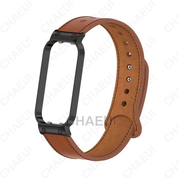 สายหนังพร้อมสร้อยข้อมือเปลี่ยนเคสโลหะสำหรับสายนาฬิกา-redmi-smart-band-2-xiaomi-mi-band-7-pro-xiaomi-smart-band-8-active-watch-strap