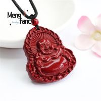 ZZOOI Charms Fashion Natural Cinnabar Purple Gold Sand Maitreya Buddha Pendant Amulets Mascots Luxury Jewelry Men Women Holiday Gift