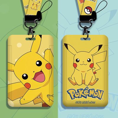 【LZ】 Pokemon Anime Card Holder Pikachu Squirtle Cartoons Figure PVC Student Campus Card Hanging Lanyard ID Protective Case Wholesale