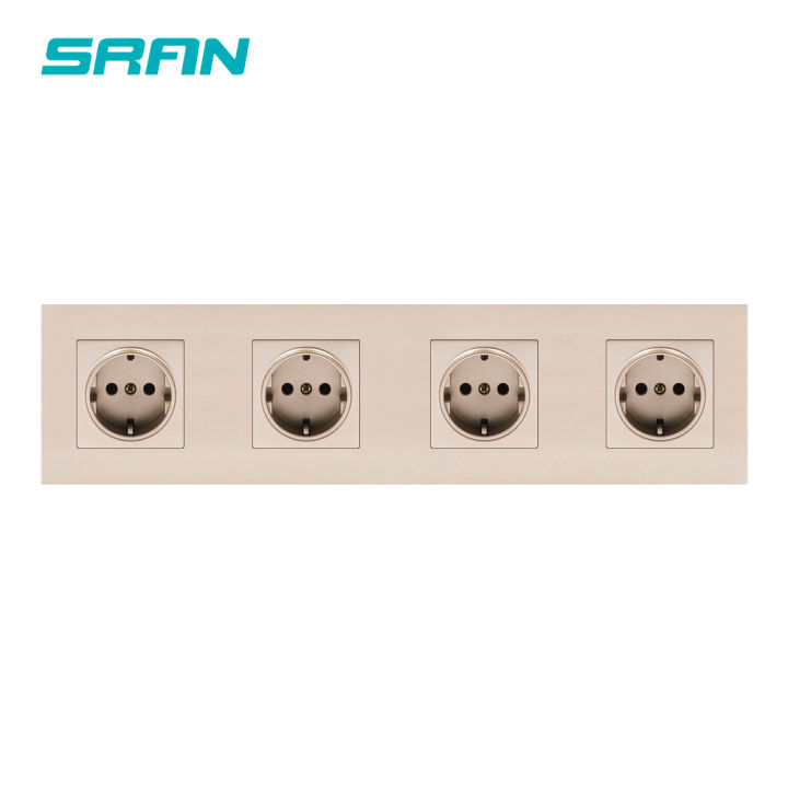 sran-344-86mm-eu-plug-wall-power-socket-home-multi-frame-black-white-gold-flame-retardant-pc-panel-sockets