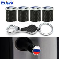 5Pcs/Set Car Wheels Tires Valves Carbon Fiber Russia National Flag Emblem Dust Dustproof Auto Truck Bike ATV Rims Valve Covers