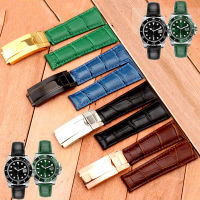 Crocodile Grain Leather Knit Watch Band 20mm Watch Accessories Best For Rolex Strap Submariner Daytona Green Black Water Ghost