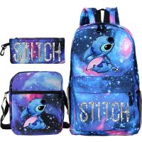 HOT★3ชิ้น/เซ็ต Disney Stitch เด็กกระเป๋าเป้สะพายหลังการ์ตูน Stitch พิมพ์อนุบาลดินสอเด็กกระเป๋าสะพายไหล่ของเด็กผู้หญิงกระเป๋านักเรียนเด็กของขวัญ