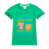 เสื้อยืดเด็กแขนสั้น Lankybox บางสำหรับเด็กผู้หญิงเด็กเด็กผู้ชายเด็กผู้หญิง100% ผ้าฝ้ายคอกลมฤดูร้อน0000