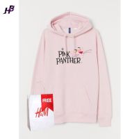 H&amp;M เสื้อกันหนาว มีฮู้ด ปักลาย Pink Panther สีชมพู สําหรับผู้หญิง