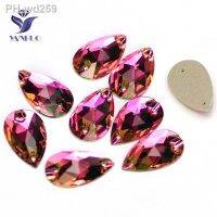 YANRUO 3230 All Sizes Rose Crystal Glitter Diamond Drop Shape Strass Sew On Flatback Rhinestone For Clothing