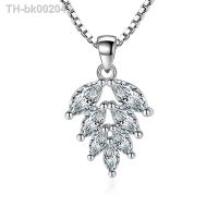 ☾ 100 925 sterling silver fashion shiny crystal leaves pendant necklaces for women jewelry wedding gift wholesale drop shipping