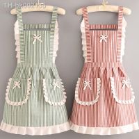 ☾✗☼ Korean version cotton and linen apron for women cute kitchen home cooking breathable apron fashionable work clothes chef apron