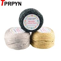 เส้นด้ายฝ้ายเมทัลลิก TPRPYN 50G 150M สำหรับถักนิตติ้งถักโครเชต์ถักไหมพรมแบบกลวงถักด้วยมือ