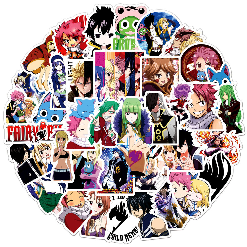 50 Pcs Anime Fairy Tail Stickers Cartoon Graffiti for Laptop Motorcycle Bike Ska 