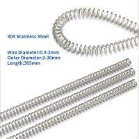 ♙❁ 304 Stainless Steel Spring Compression Springs Dia.0.3 0.4 0.5 0.6 0.7 0.8-2mm Length 305mm For DIY 304 SUS Compressed Spring