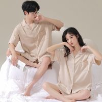 2023 New Modal Couples Pajamas Set Summer Short Sleeping Top Shorts Men Home Clothes Cardigan Women Sleepwear Mujer Hombre Pjs