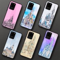 เคสโทรศัพท์กระจก PC สีดำ,เคสโทรศัพท์ปราสาทมหัศจรรย์สำหรับซัมซุงกาแล็กซี่ S23 S21 Pro A14 M14เป็นพิเศษ A34 A54 A13 A33 A53