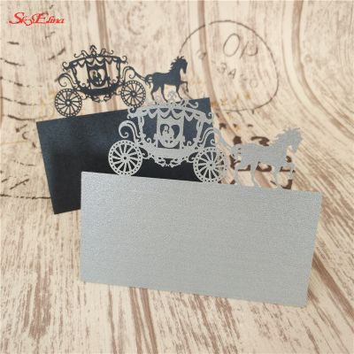 10/50/100Pcs Carriage Shape Seat Cards Laser Cut Wedding Name Cards Place Name CardsWedding Invitations Party Supplies 6Z-SH868