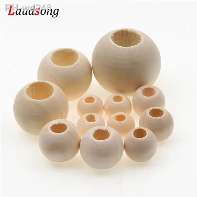 10-40mm Big Hole Natural Wooden Beads Round Ball Loose Spacer Beads For Jewelry Making DIY Bracelet NecklaceSsupply