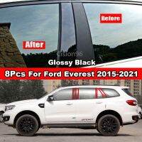 HYS สติกเกอร์ติดเสาตรงกลางประตูรถยนต์,เปียโนสีดำเงางามสำหรับ Ford Everest 2015-2021จำนวน8ชิ้น